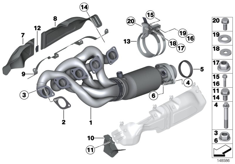 Genuine BMW 18407834672 E60 E61 E64 Bracket, Exhaust Manifold ZYL. 6-10 (Inc. M5 & M6)