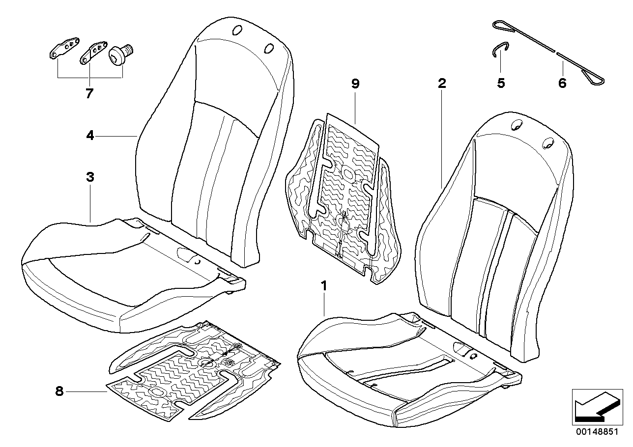 Genuine BMW 52107121708 E85 E86 Cover Backrest Leather Right SCHWARZ (Inc. Z4 3.0si, Z4 3.0i & Z4 2.2i)