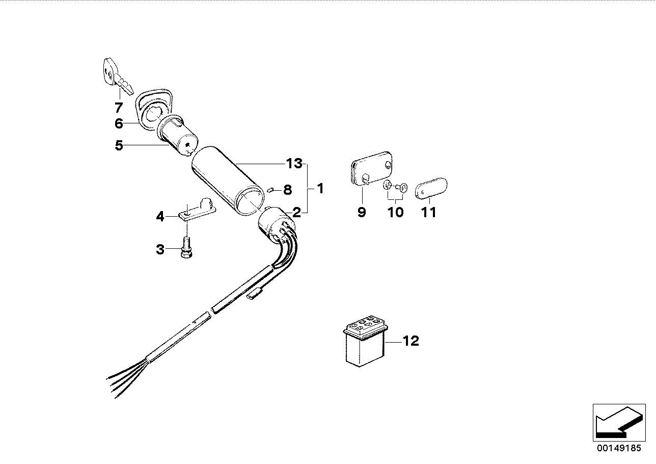 Genuine BMW 32329069306 E24 E28 E21 Lock (With Key Code) 10.001-19.999 (Inc. 728i, 320i & 528)