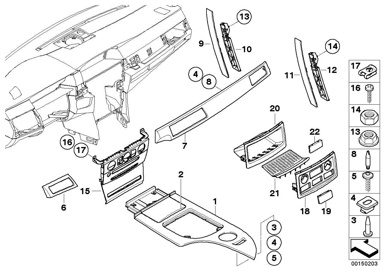 Genuine BMW 51456951039 E60 E61 Cover, Dashboard, Alu, Center SCHWARZ (Inc. 530i, 530d & 525i)