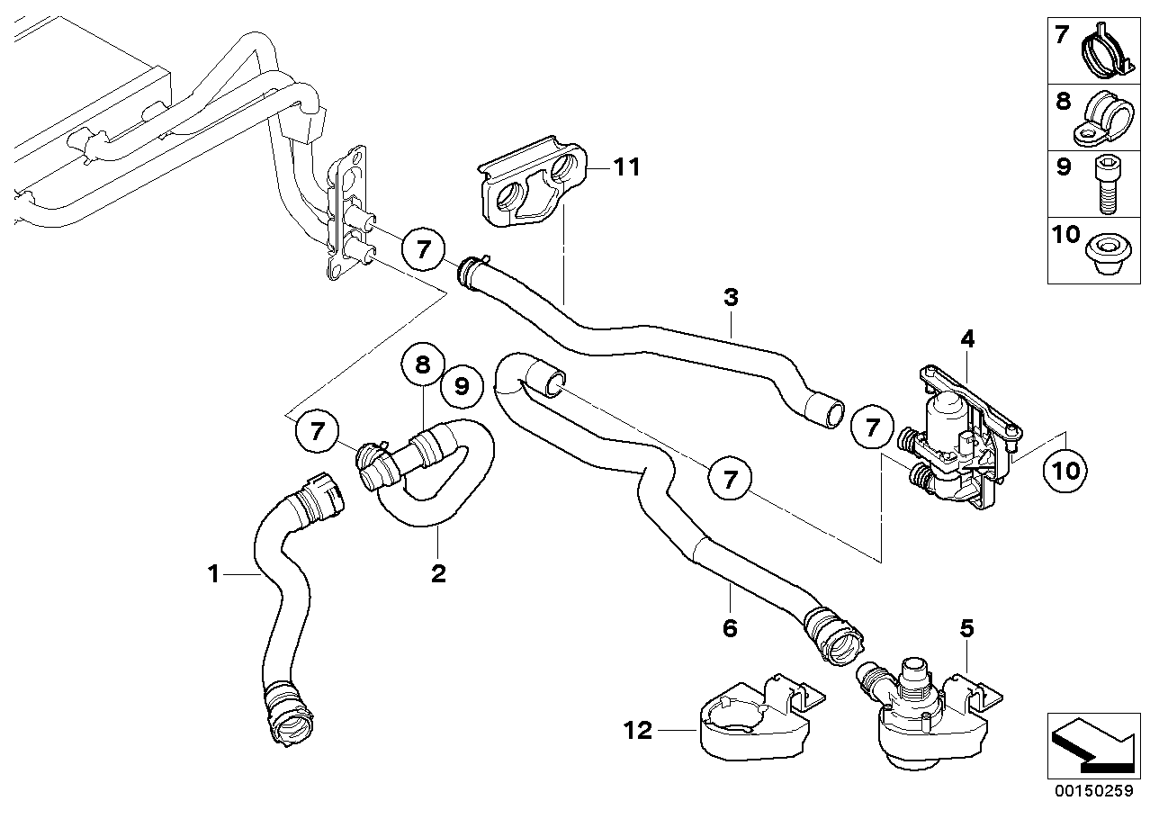Genuine BMW 64216923944 E60 E63 E61 Hose F Additional Water Pump/Water Valve (Inc. 550i, 523i & 528i)