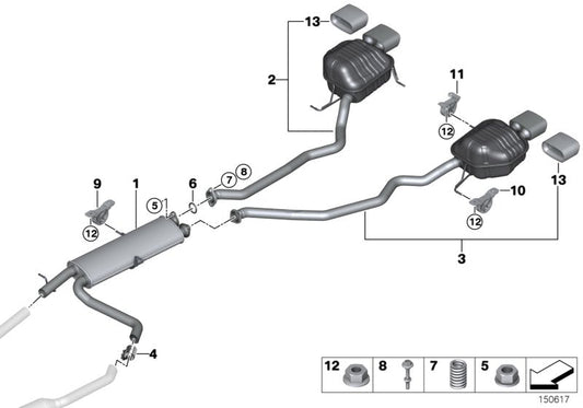 Genuine BMW 18107525111 E53 Rear Muffler Left (Inc. X5 4.4i)
