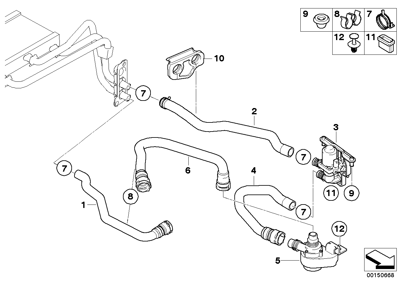 Genuine BMW 64216911001 E60 E63 E61 Hose F Water Valve And Radiator (Inc. 525i, 525xd & 525xi)
