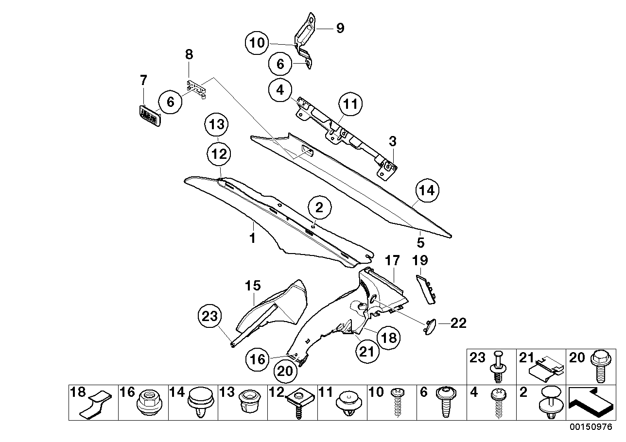 Genuine BMW 51437056232 E66 Right Trim Panel Bracket (Inc. 735Li, 750Li & 740Li)