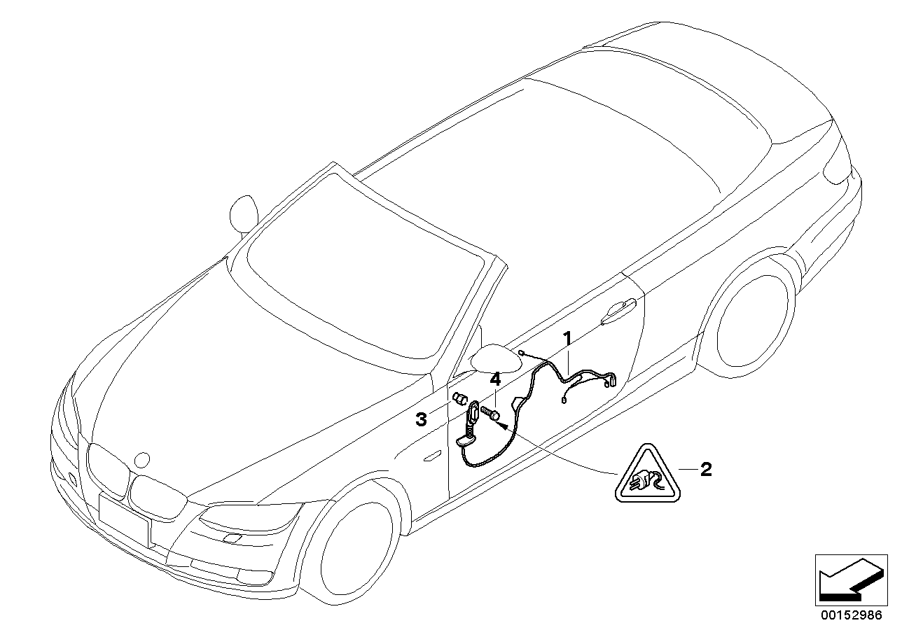 Genuine BMW 61129259831 E93 Wiring Set, Door, Co-Driver (Inc. 335i, 328i & 325i)