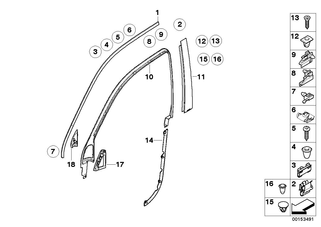Genuine BMW 51327038359 E53 Cover, Column B, Door, Front Left GLANZSCHWARZ (Inc. X5)