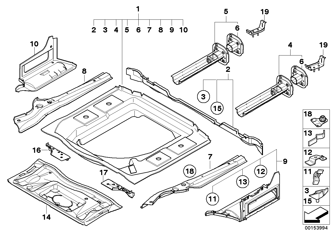 Genuine BMW 41117899848 E60 Trunk Floor Right (Inc. M5)