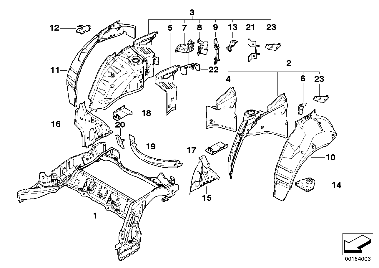 Genuine BMW 41117129501 E61 Support, Wheelhouse Left (Inc. 525i, 525xd & 530i)