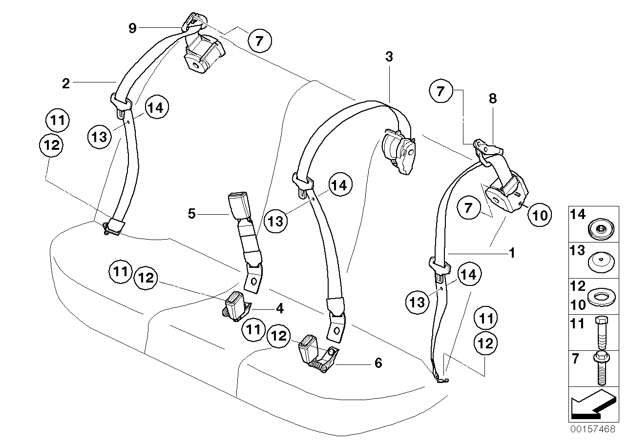 Genuine BMW 72118238832 E39 Rear Upper Belt With Child Protection SANDBEIGE (Inc. 525i, 540i & 528i)
