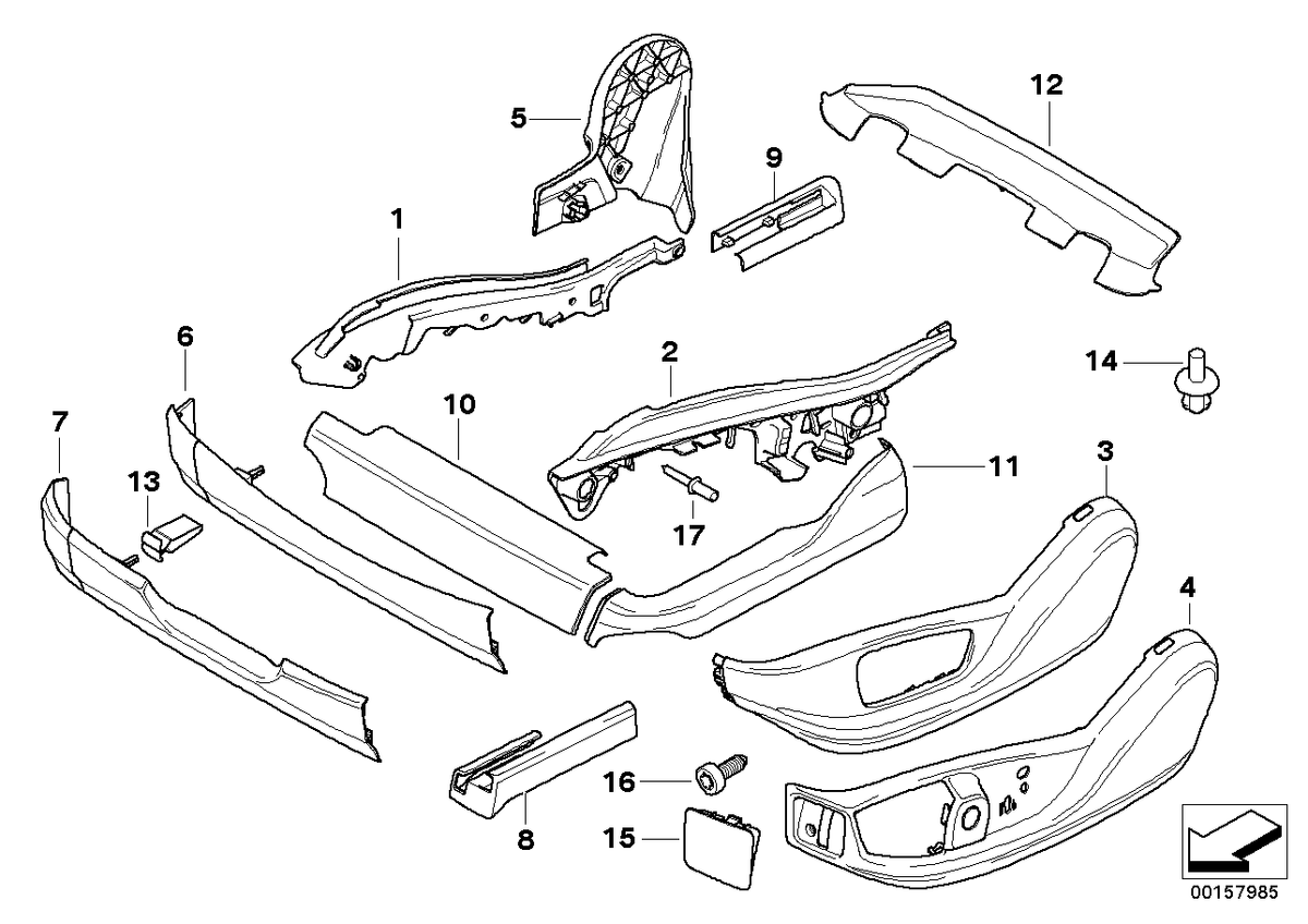 Genuine BMW 52107170718 E70 Finisher, Upper Rail, Front, Right GRAU (Inc. X5)