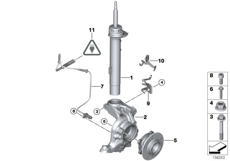 Genuine BMW 31316786013 E91 Left Front Spring Strut (Inc. 320d, 328i & 330i)
