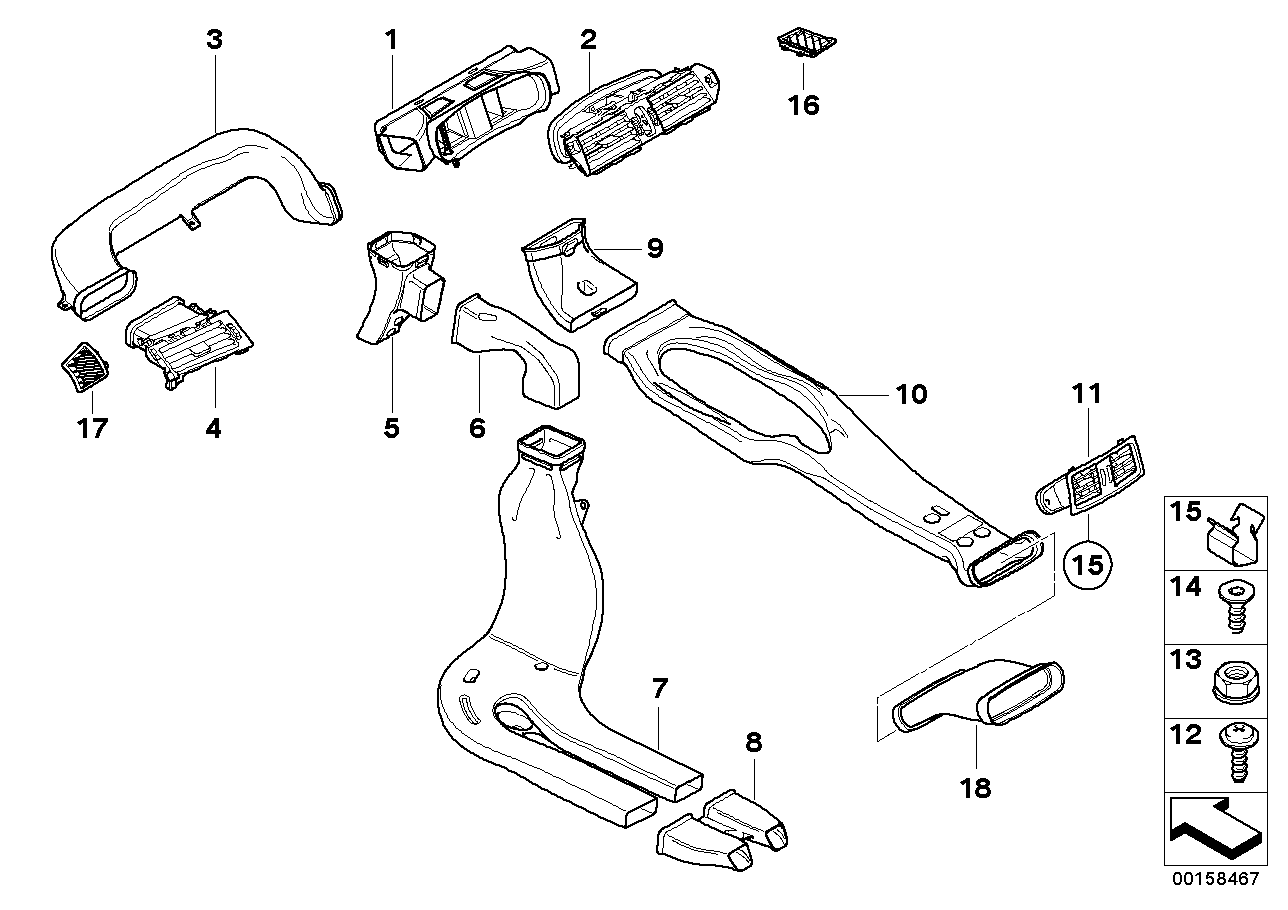 Genuine BMW 51477008957 E60 E63 E64 Heater Duct, Rear, Left Rear (Inc. 525i, 545i & 530d)