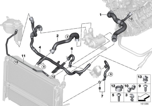 Genuine BMW 17127566024 E82 E81 E87 Hose From Engine To Radiator, Top (Inc. 118i, 116i 2.0 & 120i)