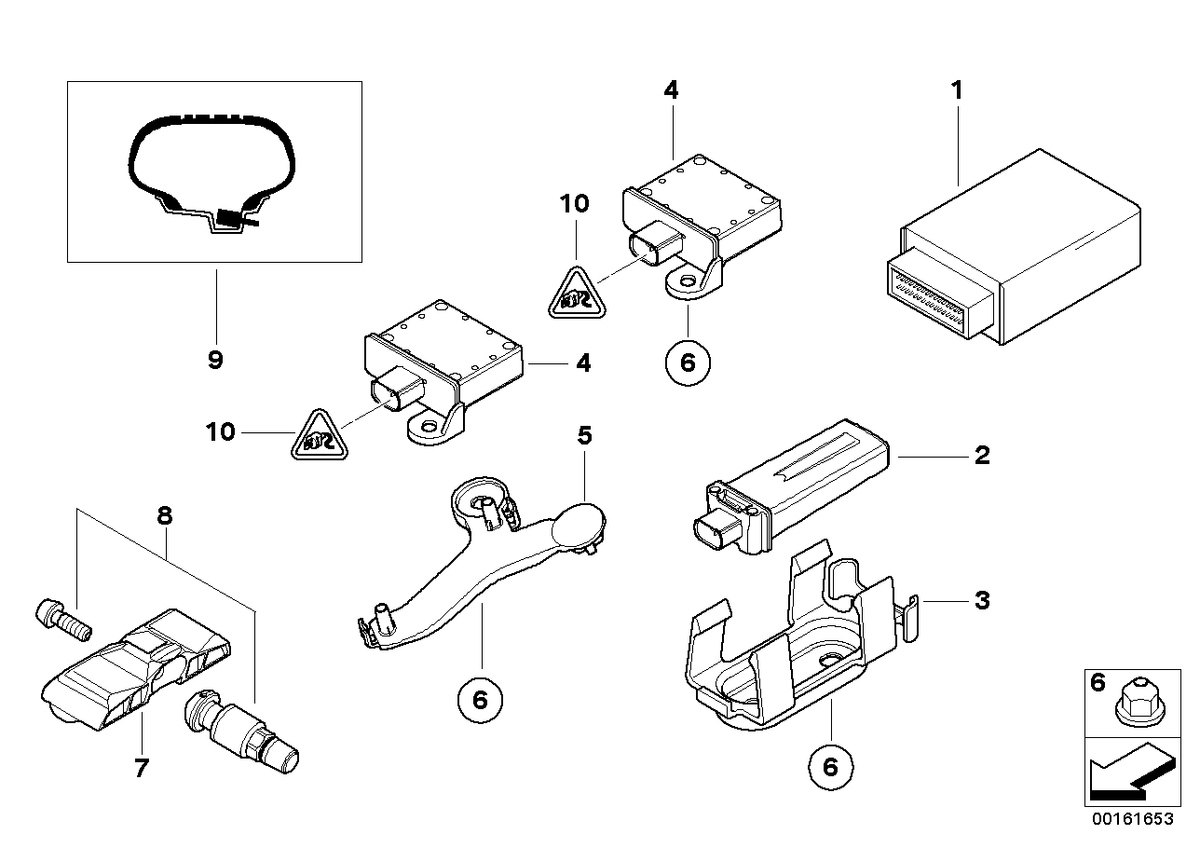 Genuine BMW 36206774701 E60 E63 E61 Holder, Trigger Transm. Rdc, Front Right (Inc. 530xi, M5 & 525xi)