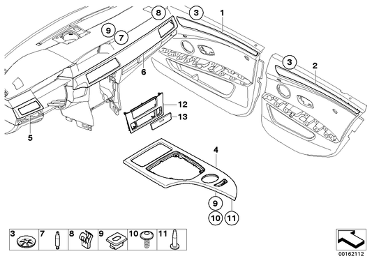 Genuine BMW 51428044509 E60 E61 Decor Strip, Alu, Door, Rear Left PENTAN (Inc. 520i, 530d & 535xi)
