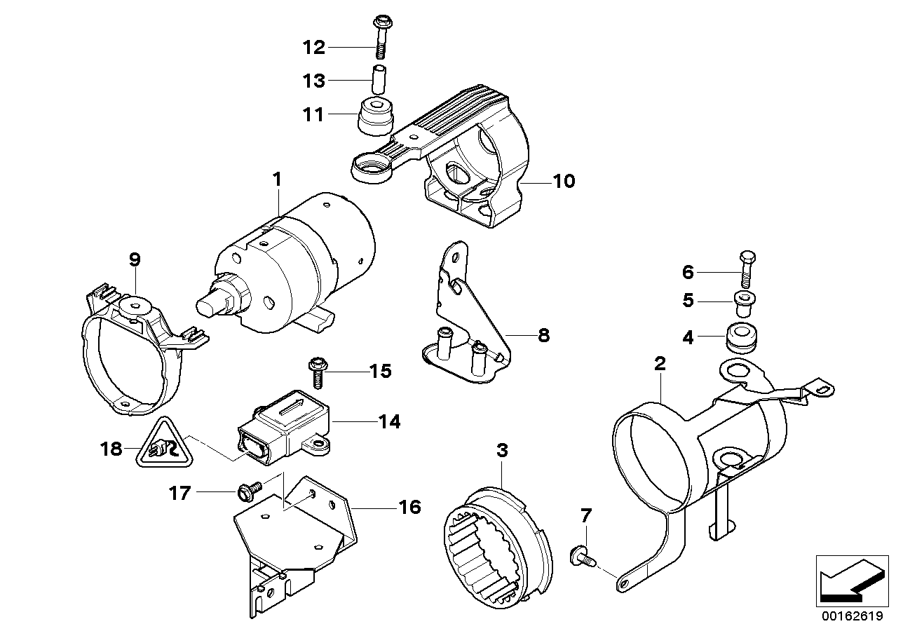 Genuine BMW 34511165162 E39 E52 Rear Holder For Compressor (Inc. 540i, 525d & M5)