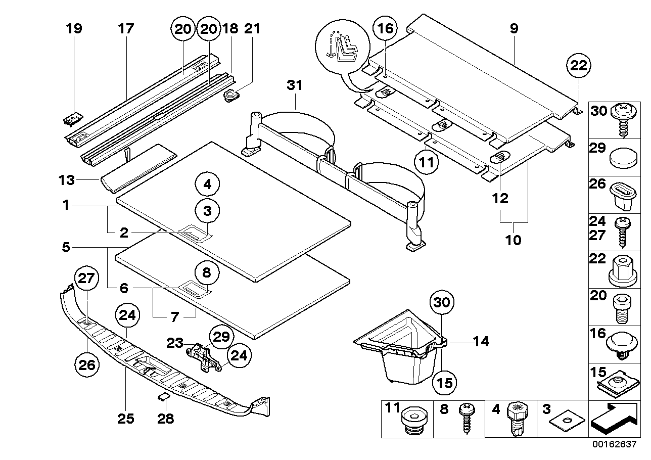Genuine BMW 51473416381 E83 Front Trunk Floor GRAU (Inc. X3)