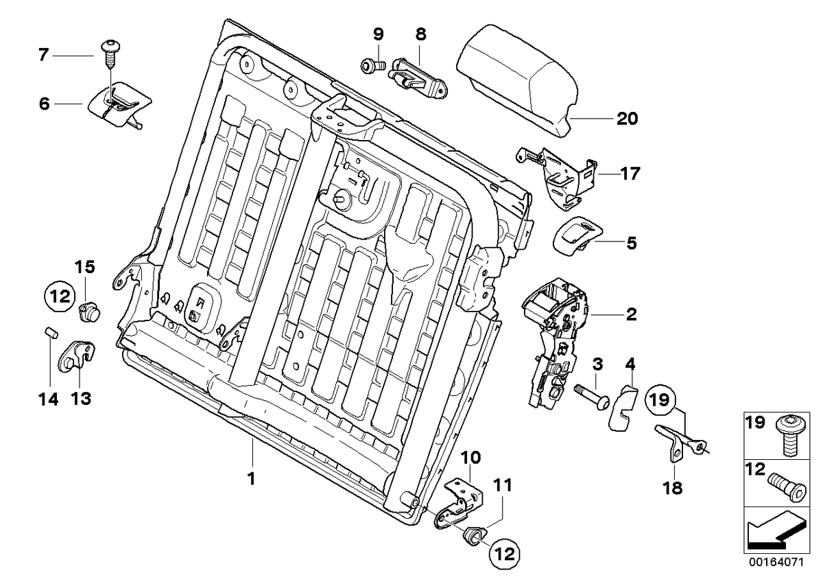Genuine BMW 52207248096 E70 Frame, Backrest Left TABAK (Inc. X5)