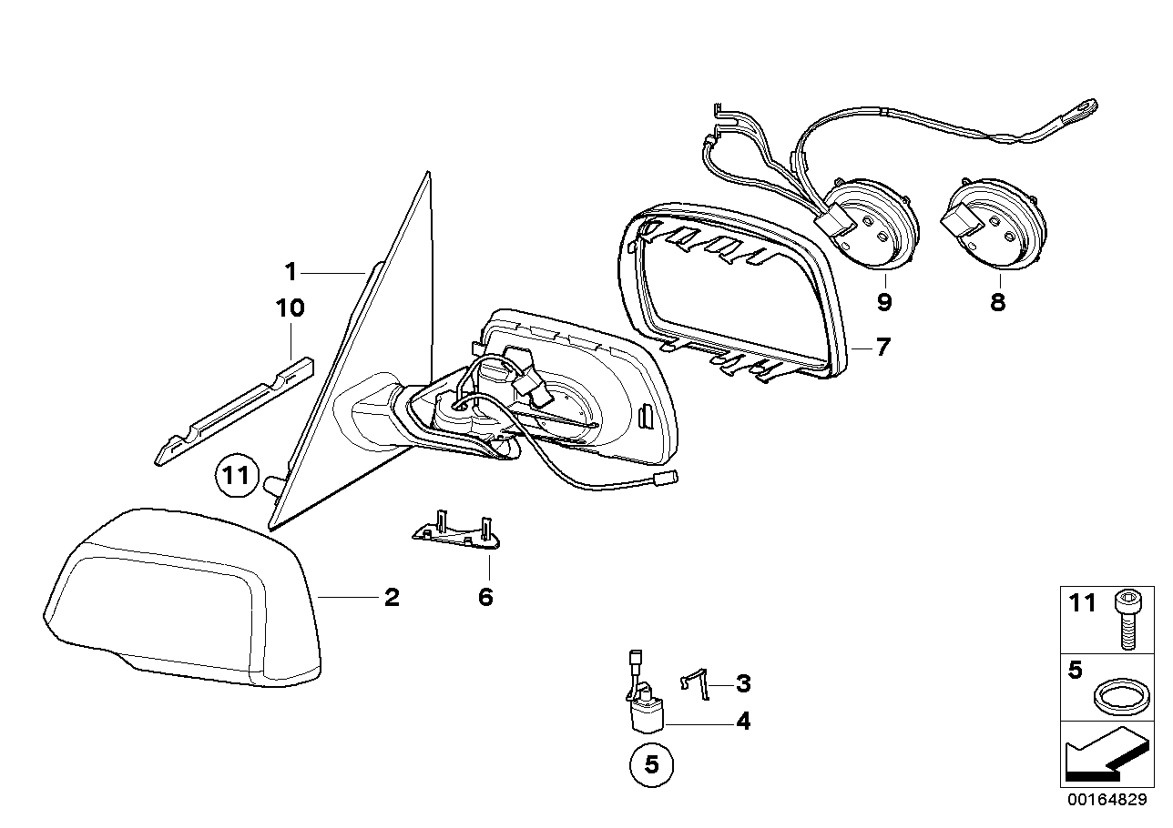 Genuine BMW 51163450516 E83 Heated Outside Mirror, Right GLANZSCHWARZ (Inc. X3)