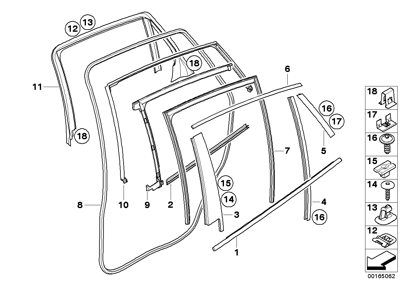 Genuine BMW 51357187208 E71 E72 Finisher Window Frame B-Pillar Rr Door GLANZSCHWARZ (Inc. X6)