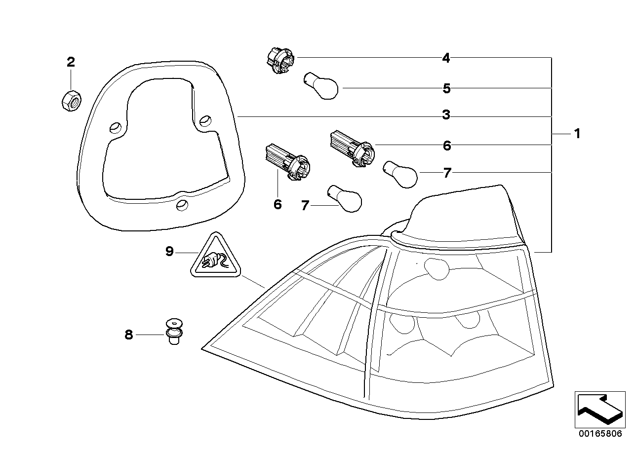 Genuine BMW 63126941472 E61 Seal, Rear Light, Side Panel (Inc. 520d, 530d & 535d)