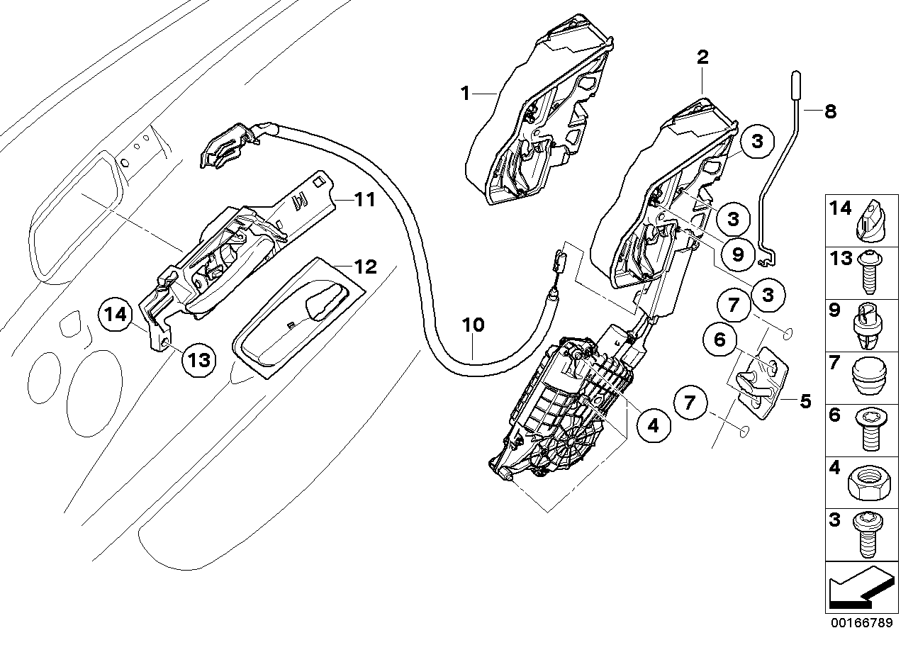 Genuine BMW 51227180014 E71 E72 Operating Rod, Door Rear Right (Inc. X6)