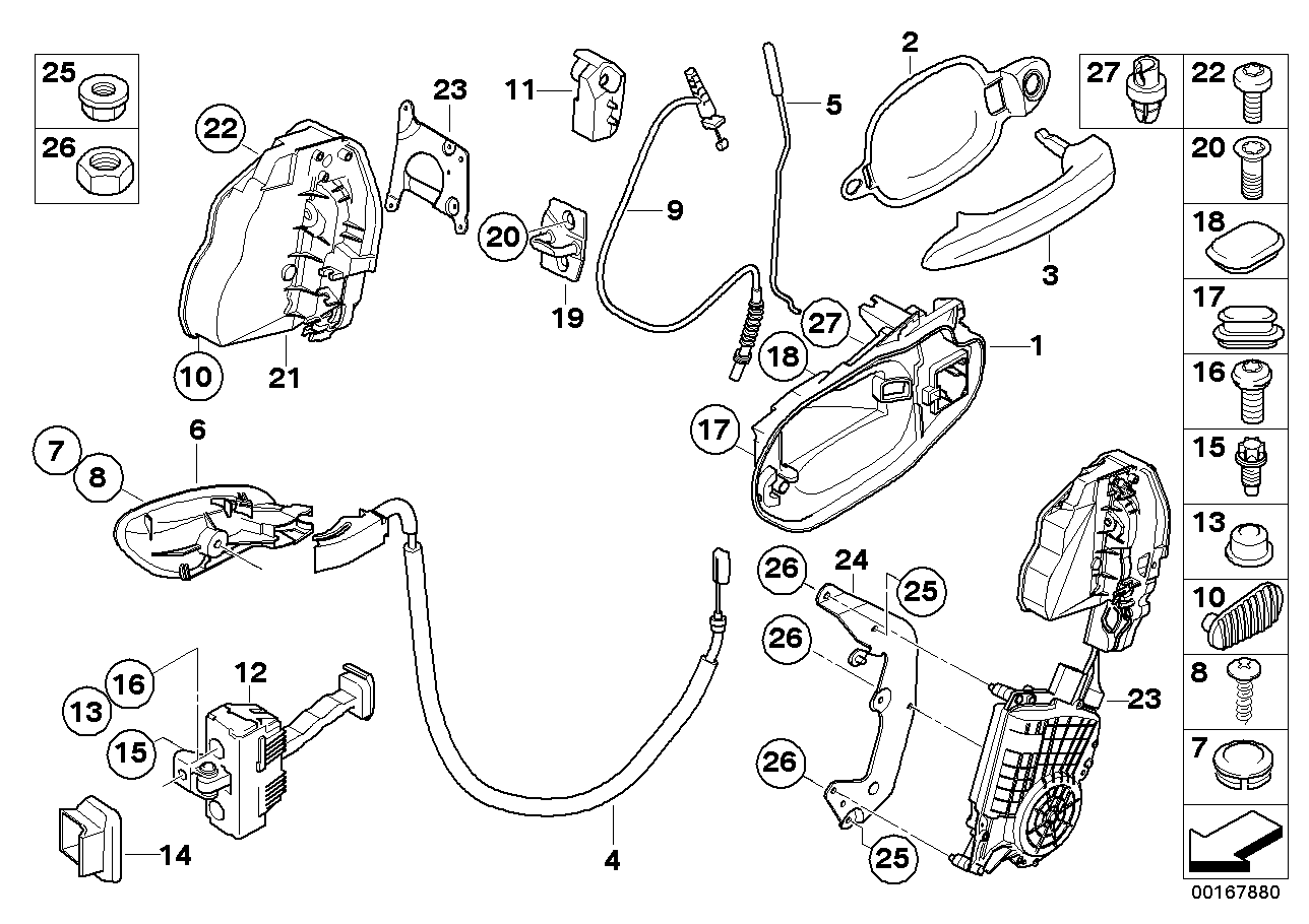 Genuine BMW 51416974177 E63 E64 Door Handle, Inside Left SCHWARZ (Inc. 645Ci, 650i & 630i)