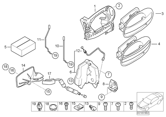 Genuine BMW 51217191901 E66 E65 E67 Outer Door Opener, Primed, Left (Inc. 735i, 745i & 735Li)