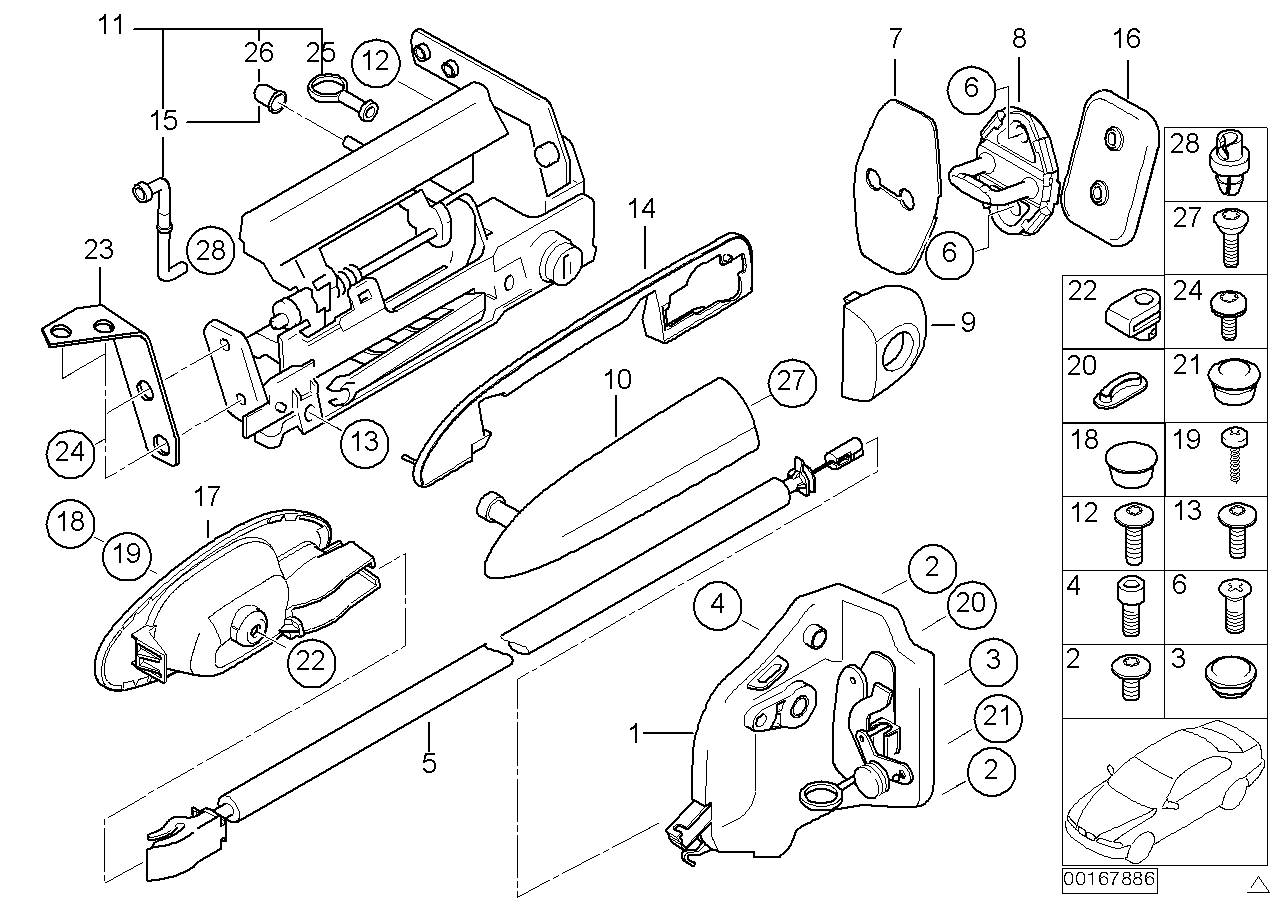 Genuine BMW 51218232144 E52 Carrier, Outside Door Handle, Right (Inc. Alpina V8 & Z8)