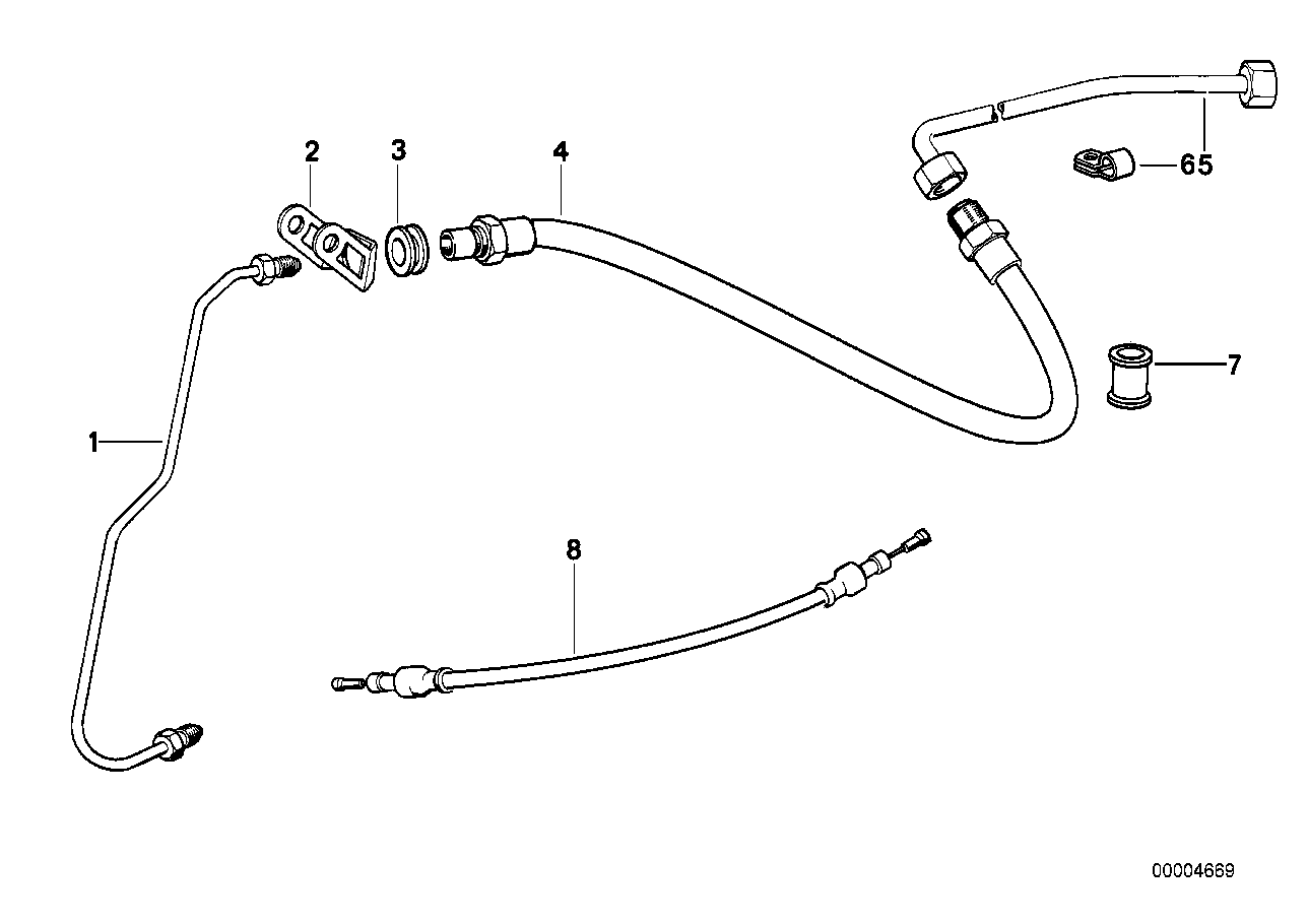 Genuine BMW 32731235809 Brake Cable Assembly L=679mm/D=7mm (Inc. R 75)