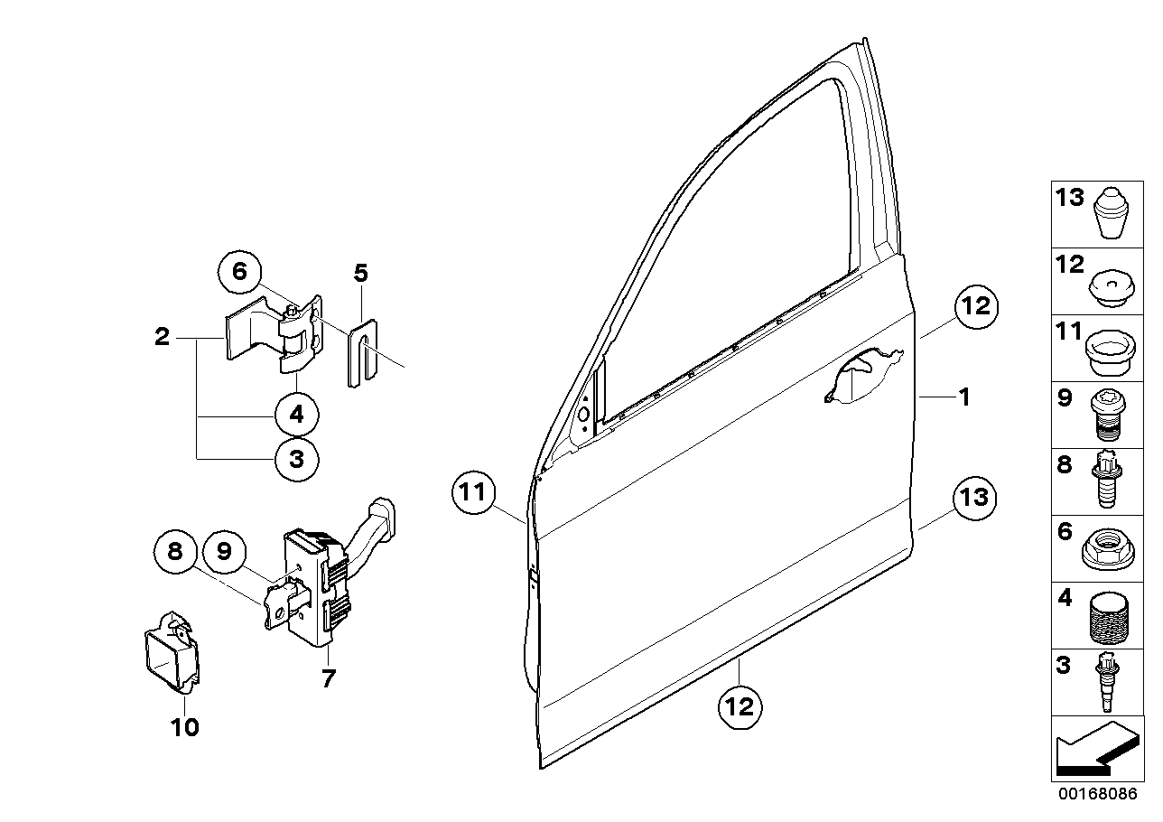 Genuine BMW 41517046050 E90 E91 Door Hinge, Front Top Left/Bottom Right (Inc. M3, Cooper D ALL4 2.0 & 320i)