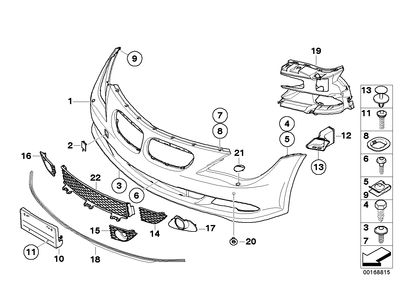Genuine BMW 51117184688 E63 E64 TriCover, Bumper, Primed, Front PDC (Inc. 650i)