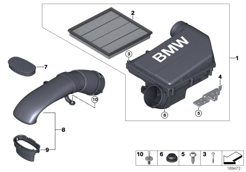 Genuine BMW 13717571345 E71 Intake Muffler (Inc. X6 35iX)