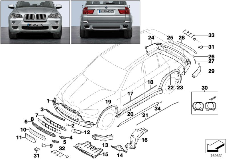 Genuine BMW 51718046306 E70 Wheel Arch Cover, Front Section, Rgt Frt M (Inc. X5)