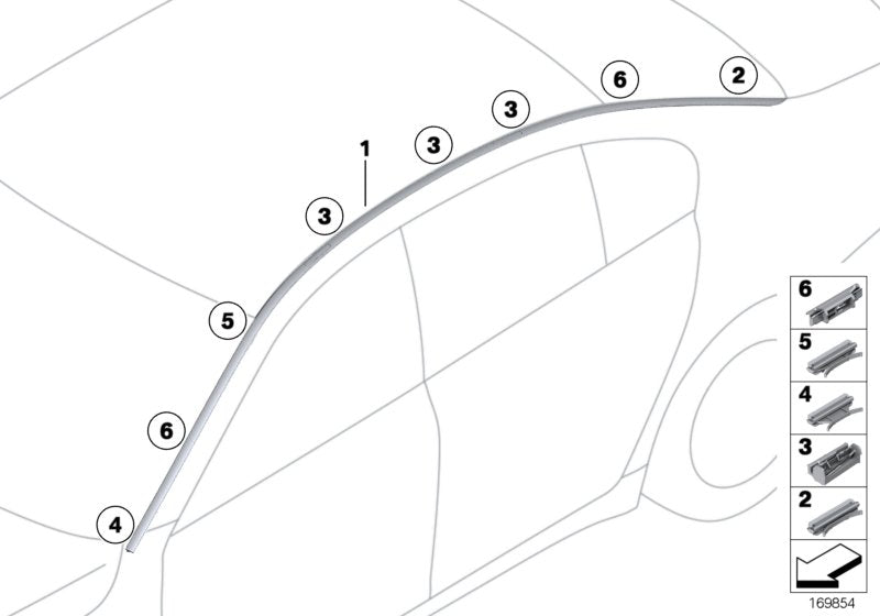 Genuine BMW 51137221828 Roof Molding Prime-Coated Right (Inc. 730Ld, 760Li & 730Li)