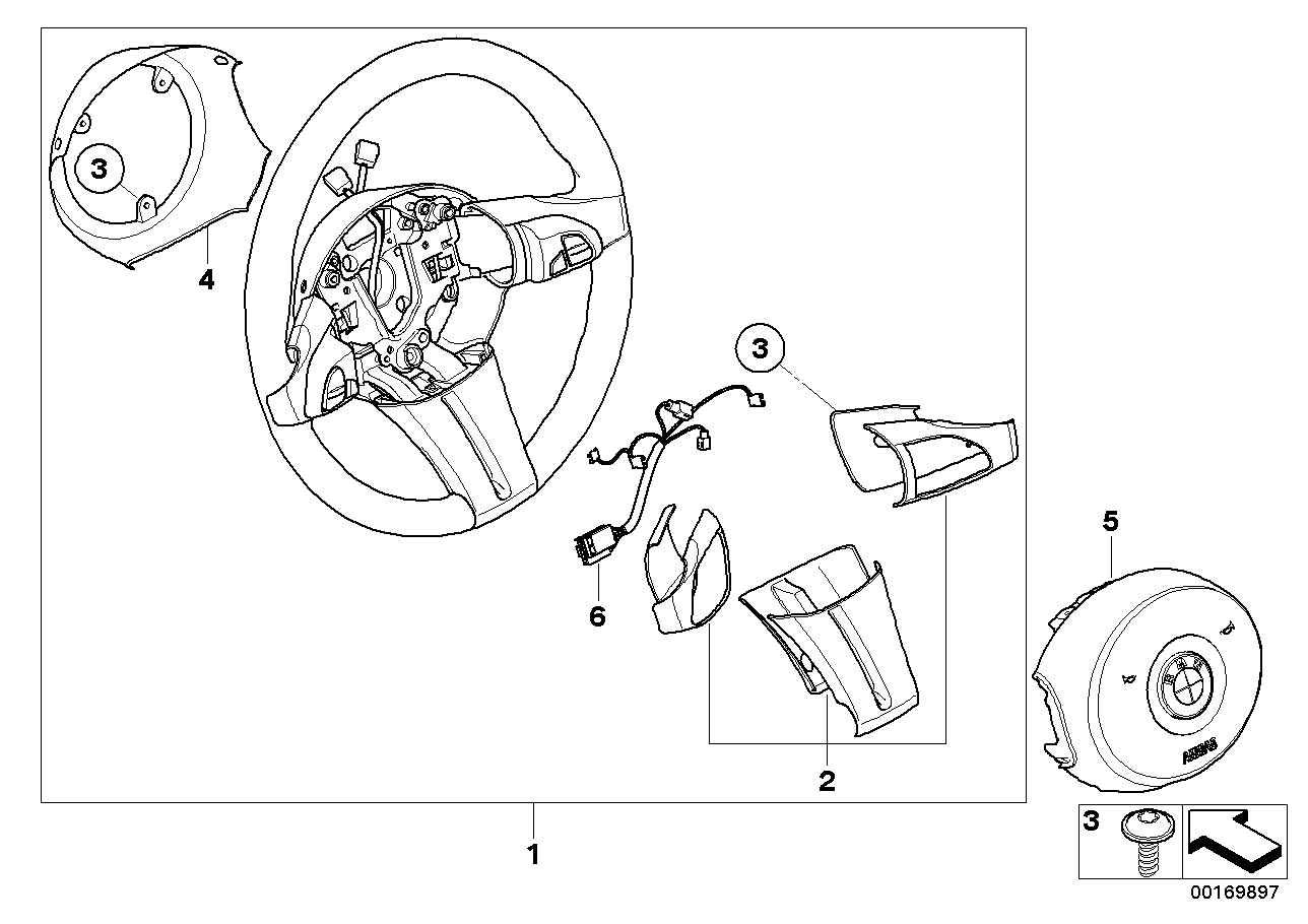 Genuine BMW 32307906782 E85 E86 Airbag Sport St. Whl. Lthr Multifunction SCHW./RUTHENIUM (Inc. Z4 3.0i, Z4 2.5i & Z4 2.2i)
