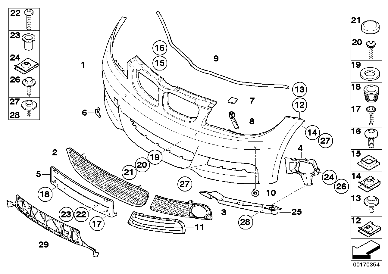 Genuine BMW 51117841902 E82 E88 Set Of Mounts For Pdc Sensor, Front (Inc. 125i, 118i & 135i)