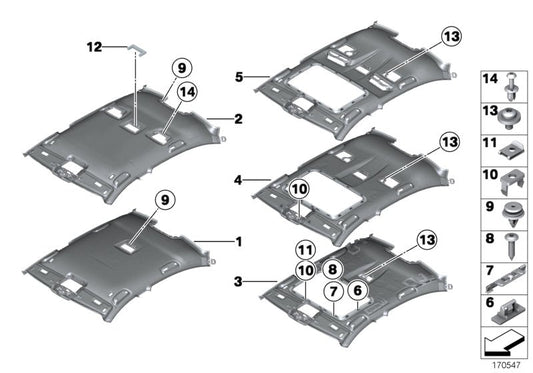 Genuine BMW 51448035852 Molded Headliner, Alcantara ANTHRAZIT (Inc. 760Li, 750LdX & Hybrid 7L)