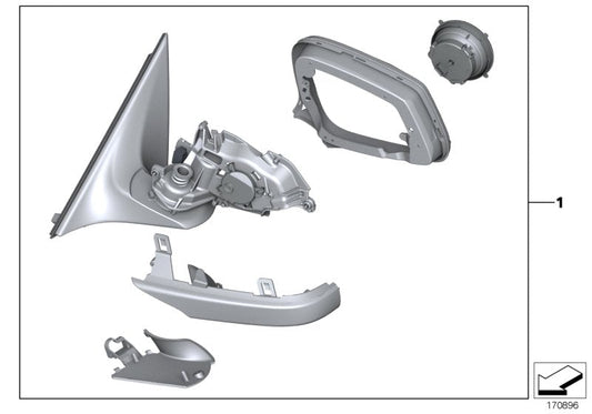 Genuine BMW 51167282139 Exterior Mirror, No Lens, Heated, Left (Inc. Alpina B7LX, 730i & 730d)