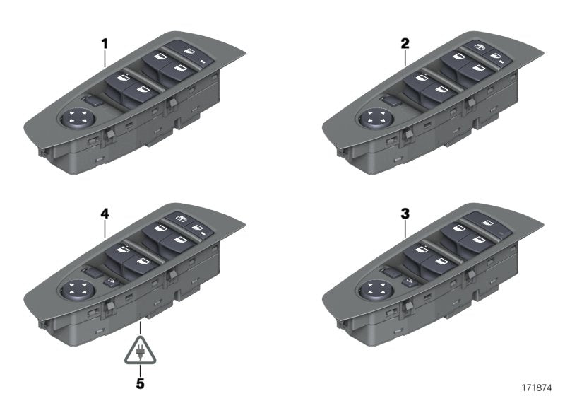 Genuine BMW 61319241911 Operating Unit, Switch Module, Door SCHWARZ (Inc. 730Ld, 730i & Alpina B7X)