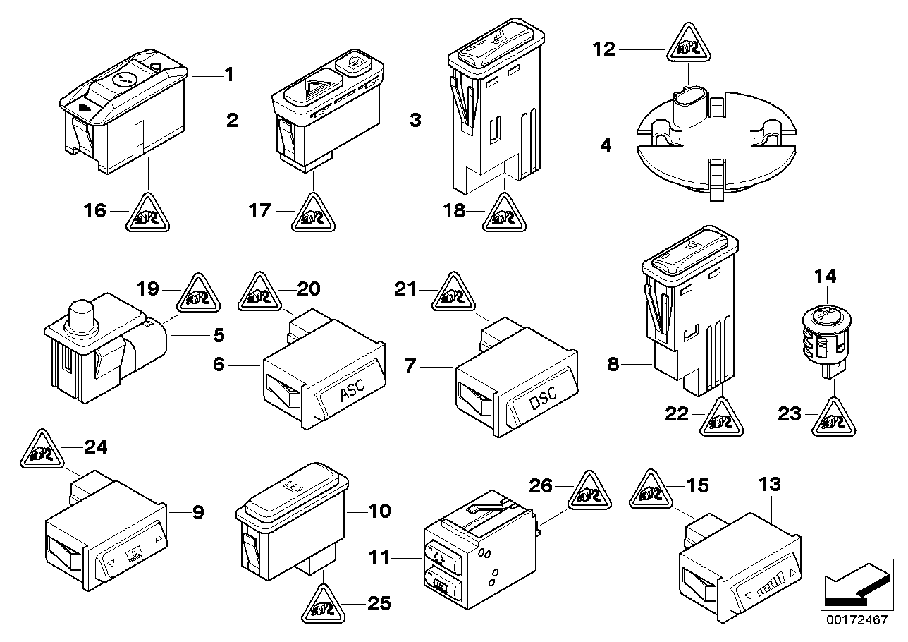 Genuine BMW 61316901591 E46 Switch Asc (Inc. 325i, 316ti & 320Cd)