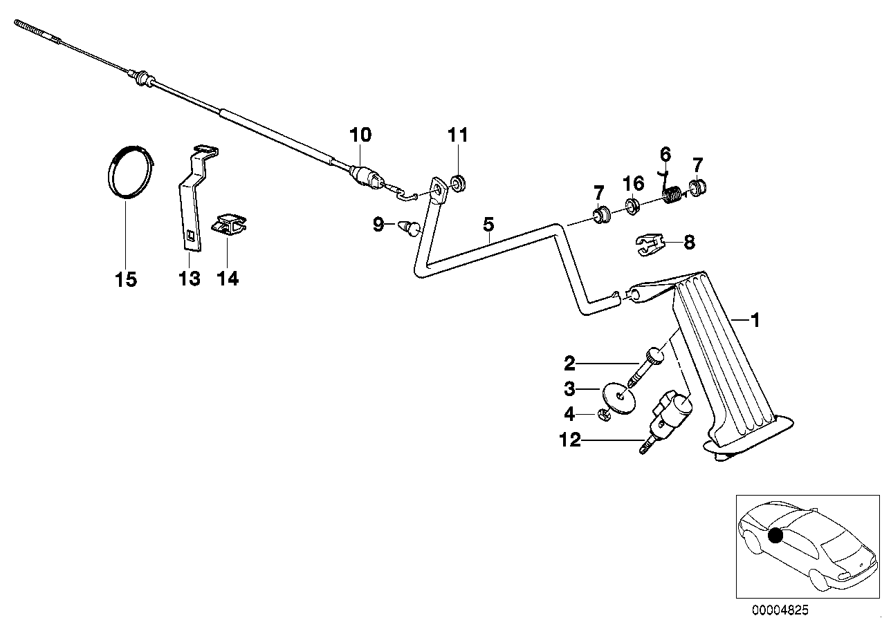 Genuine BMW 35411158660 E46 E36 Accelerator Pedal Assy (Inc. M3, 318i & 318tds)