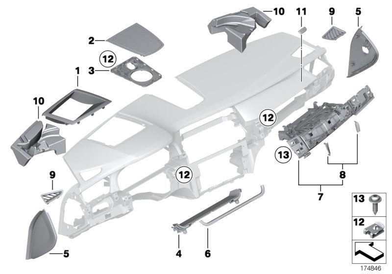 Genuine BMW 51459172463 Cover, Center Speaker DOLOMITI (Inc. 740d, 730i & 740LdX)