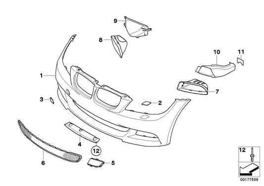 Genuine BMW 51112150361 E90 E91 TriCover, Grill, Bumper, Center Left (Inc. 318i, 328i & 320d ed)
