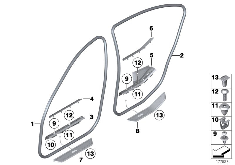 Genuine BMW 51477344562 Cover Molding, Sill, Inner Rear Right VENETOBEIGE (Inc. Alpina B7L, 750Li & Hybrid 7L)
