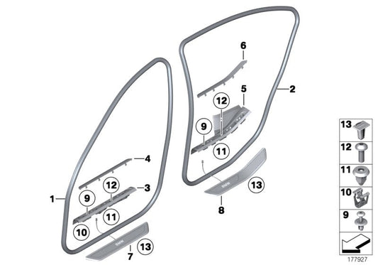 Genuine BMW 51477344562 Cover Molding, Sill, Inner Rear Right VENETOBEIGE (Inc. Alpina B7L, 750Li & Hybrid 7L)