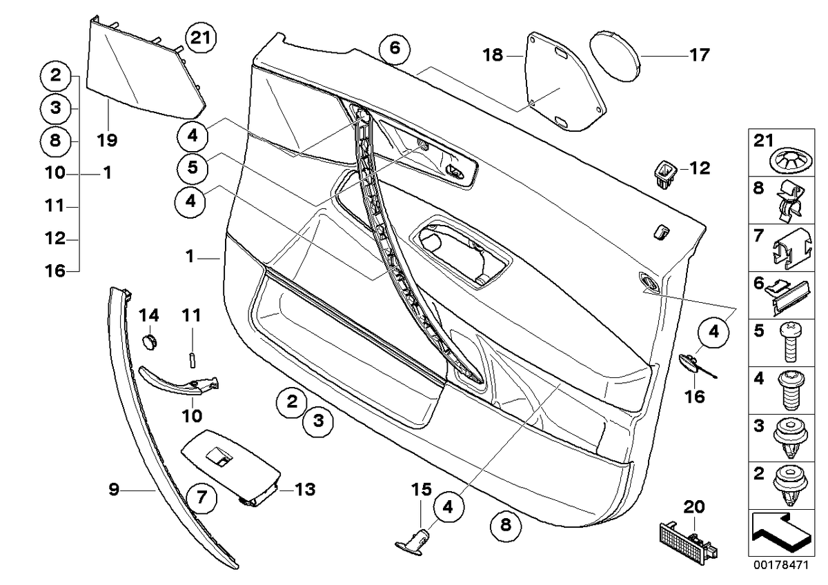 Genuine BMW 51413418847 E83 Door Panel, Leather, Front Left GRAU (Inc. X3)