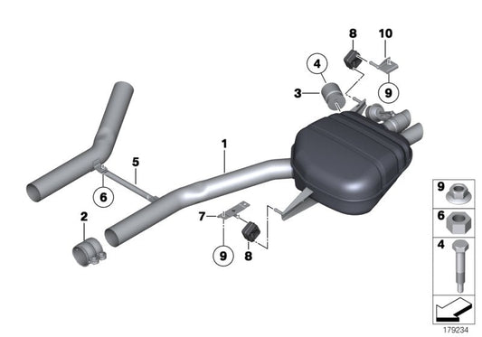 Genuine BMW 18307612633 Rear Muffler, Left, With Exhaust Flap (Inc. 550i & 550iX)