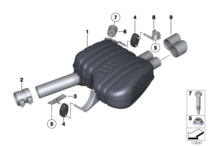 Genuine BMW 18307823926 Rear Muffler (Inc. 535d, 525d & 535dX)