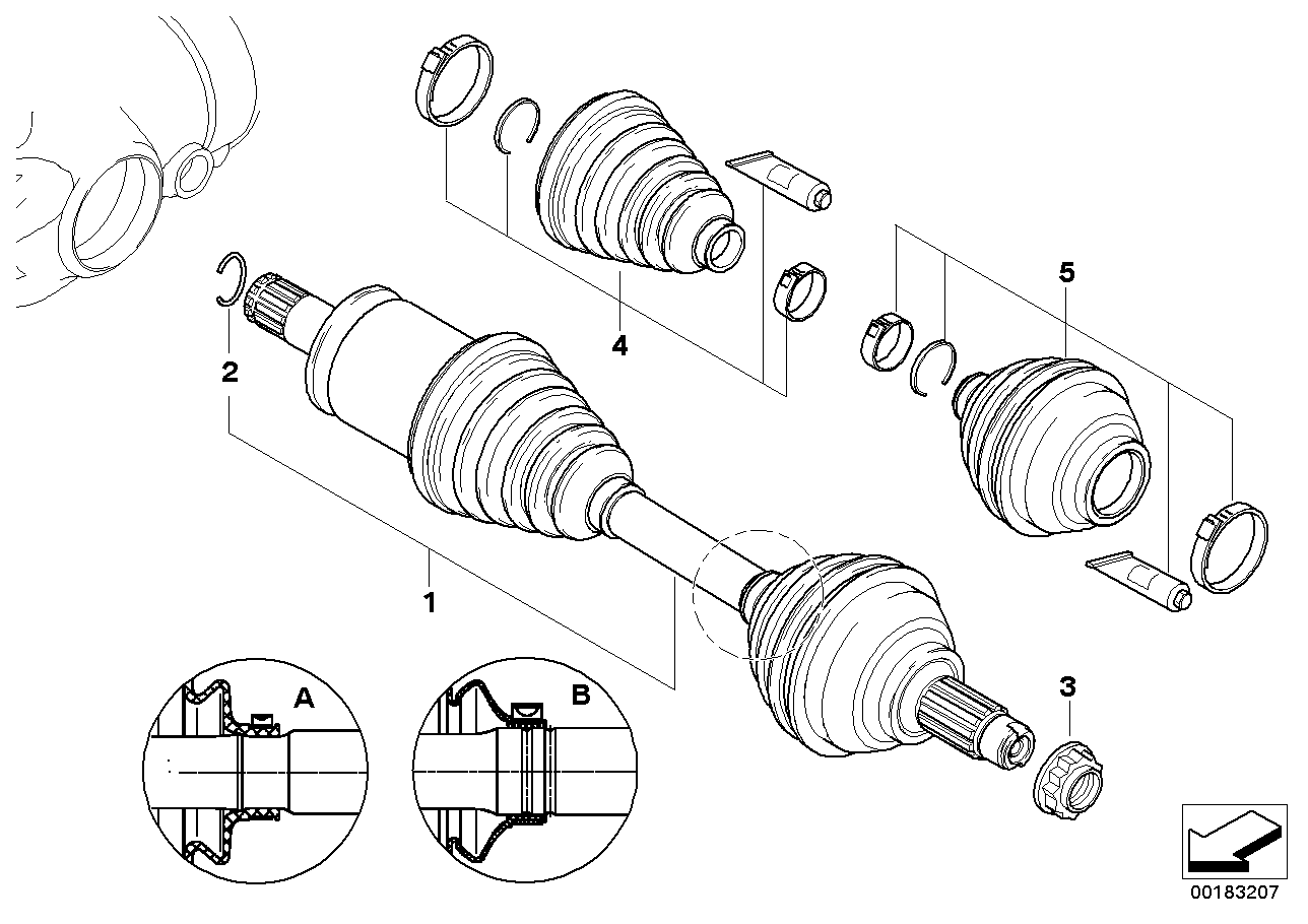 Genuine BMW 31607565314 E53 Exch. Output Shaft, Right D=29mm (Inc. X5)